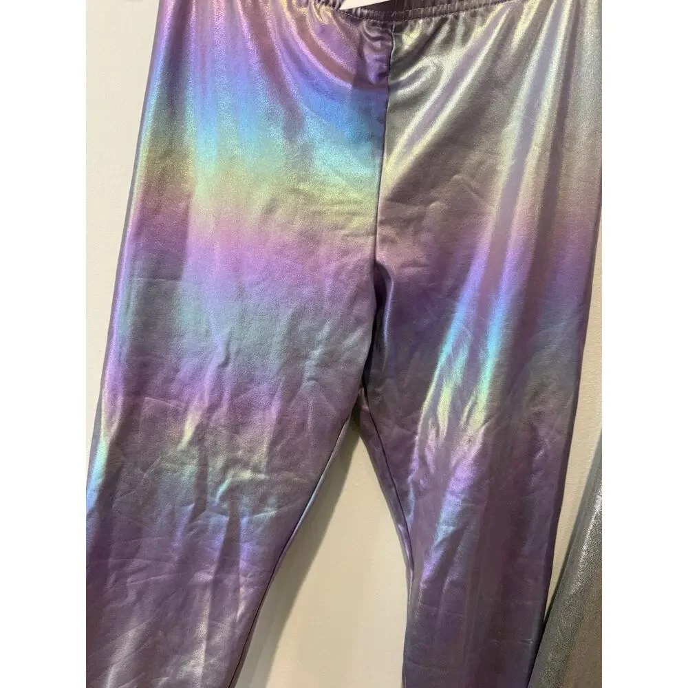 NWT Two Girls Old Navy Metallic Leggings Purple Rainbow 14/16 Silver 14/16 Plus