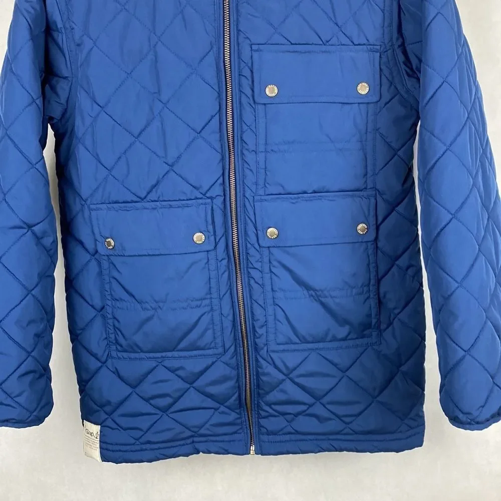 GapKids Coat Jacket Size XL 12 Blue Quilted Long Pockets