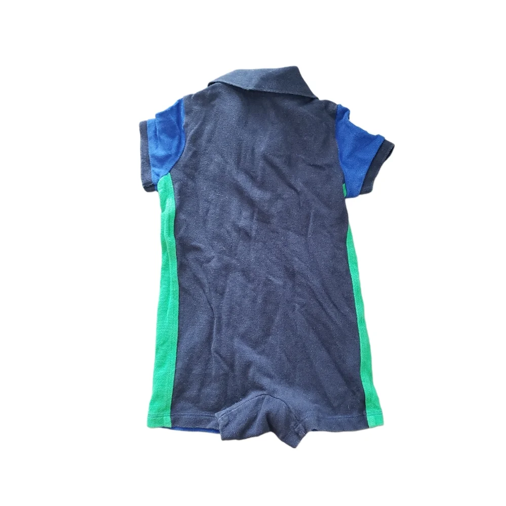 Ralph Lauren 9m Baby Boy Short Sleeve Big Pony Polo Shortall Romper