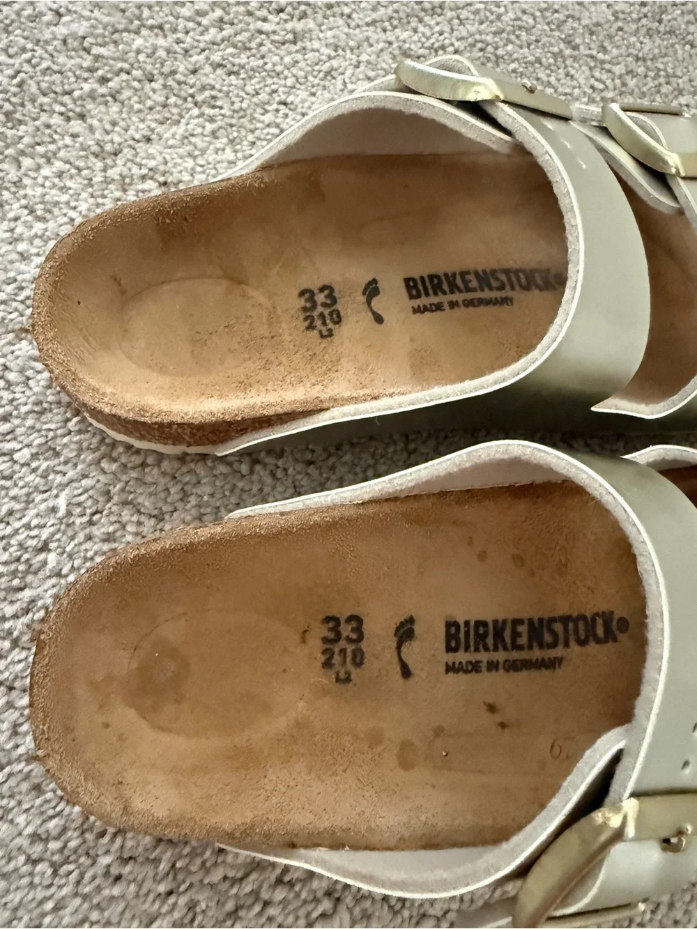 Birkenstock Kids Metallic Gold Two-Strap Sandals