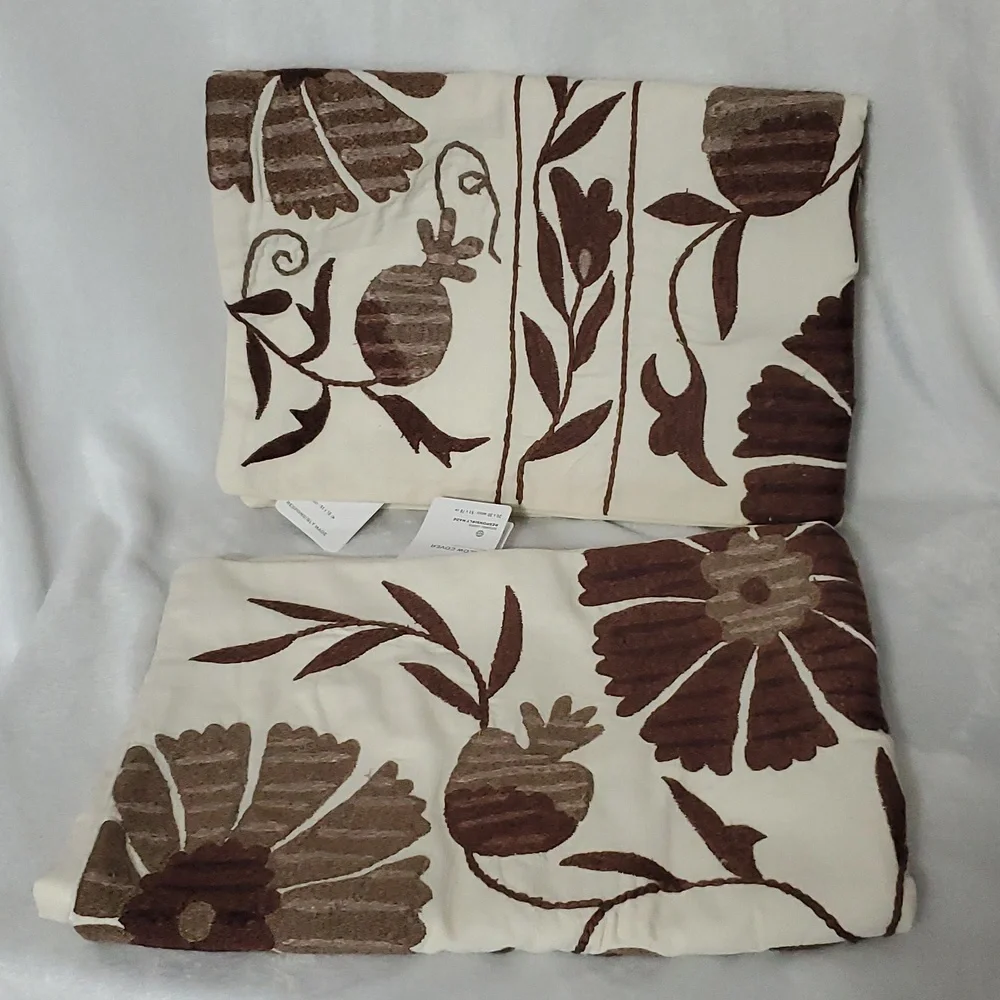 NWT Pottery Barn Montros Suzani Embroidered Lumbar Pillow Cover Set of 2