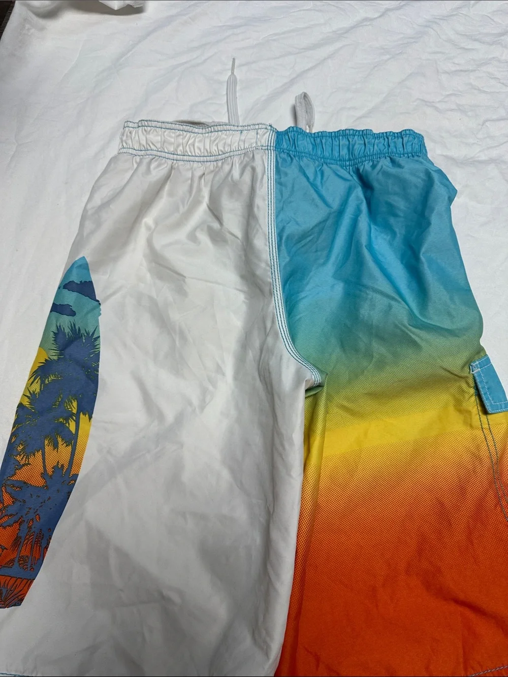 Old Navy Boys Gradient Surf Board Shorts - Blue/Yellow/Orange