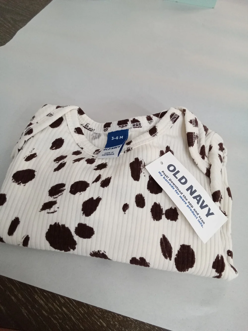 Old Navy Baby Ribbed Animal Print Bodysuit 3-6M NWT