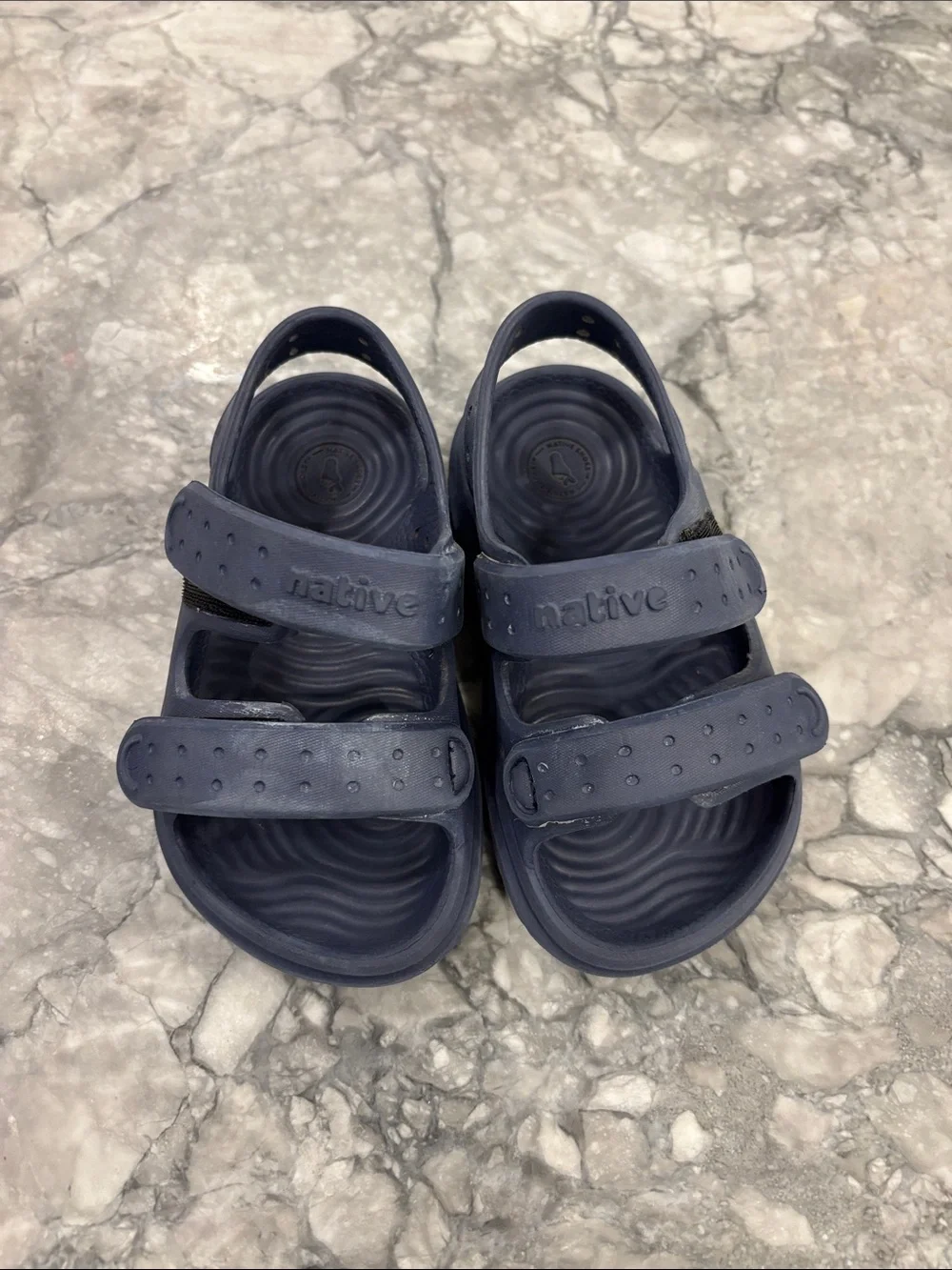 Native Kids Navy Blue Double-Strap Sandals