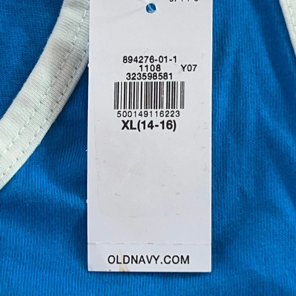 Old Navy Boys XL Blue SURF Graphic Ringer Tank Top Shirt NWT