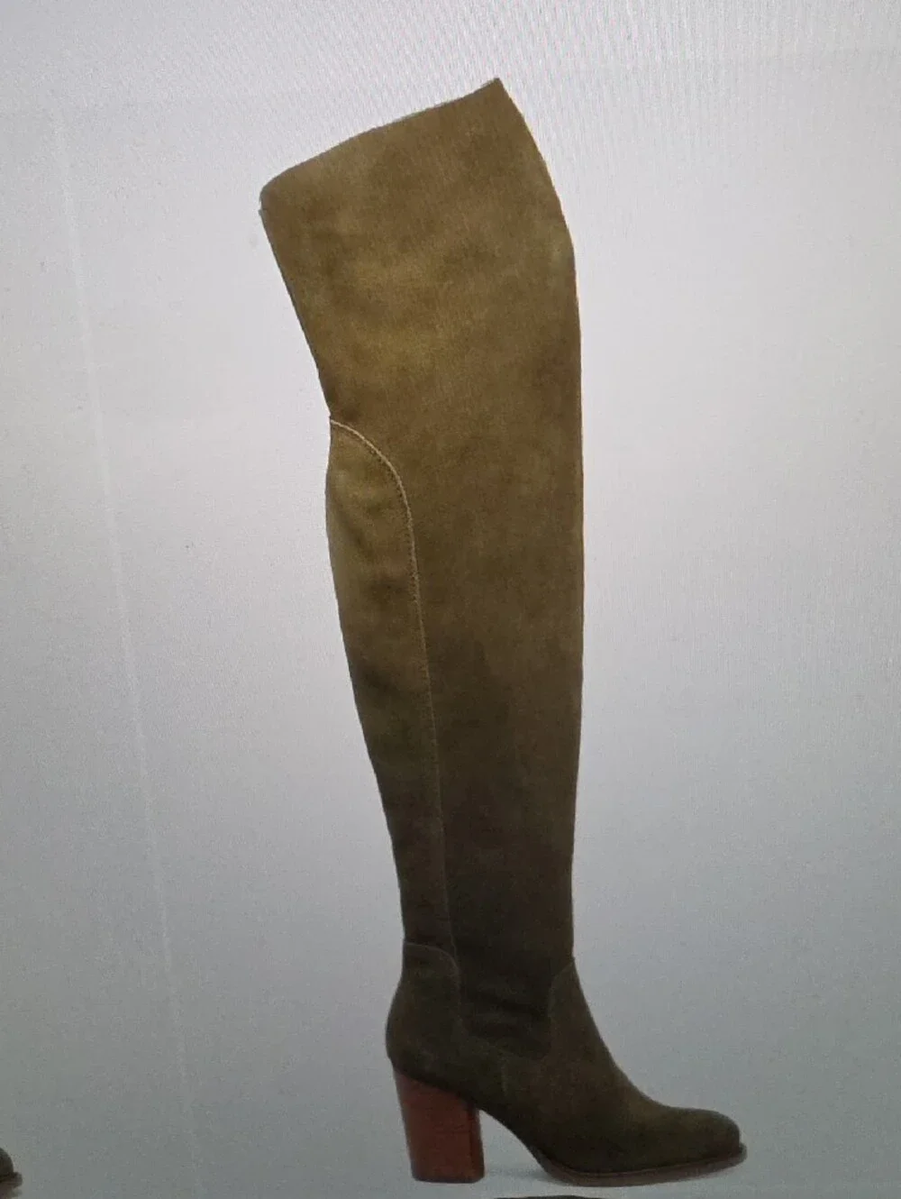 Kelsi Dagger Over-the-Knee Suede Heel Boot - Olive Size 5.5
