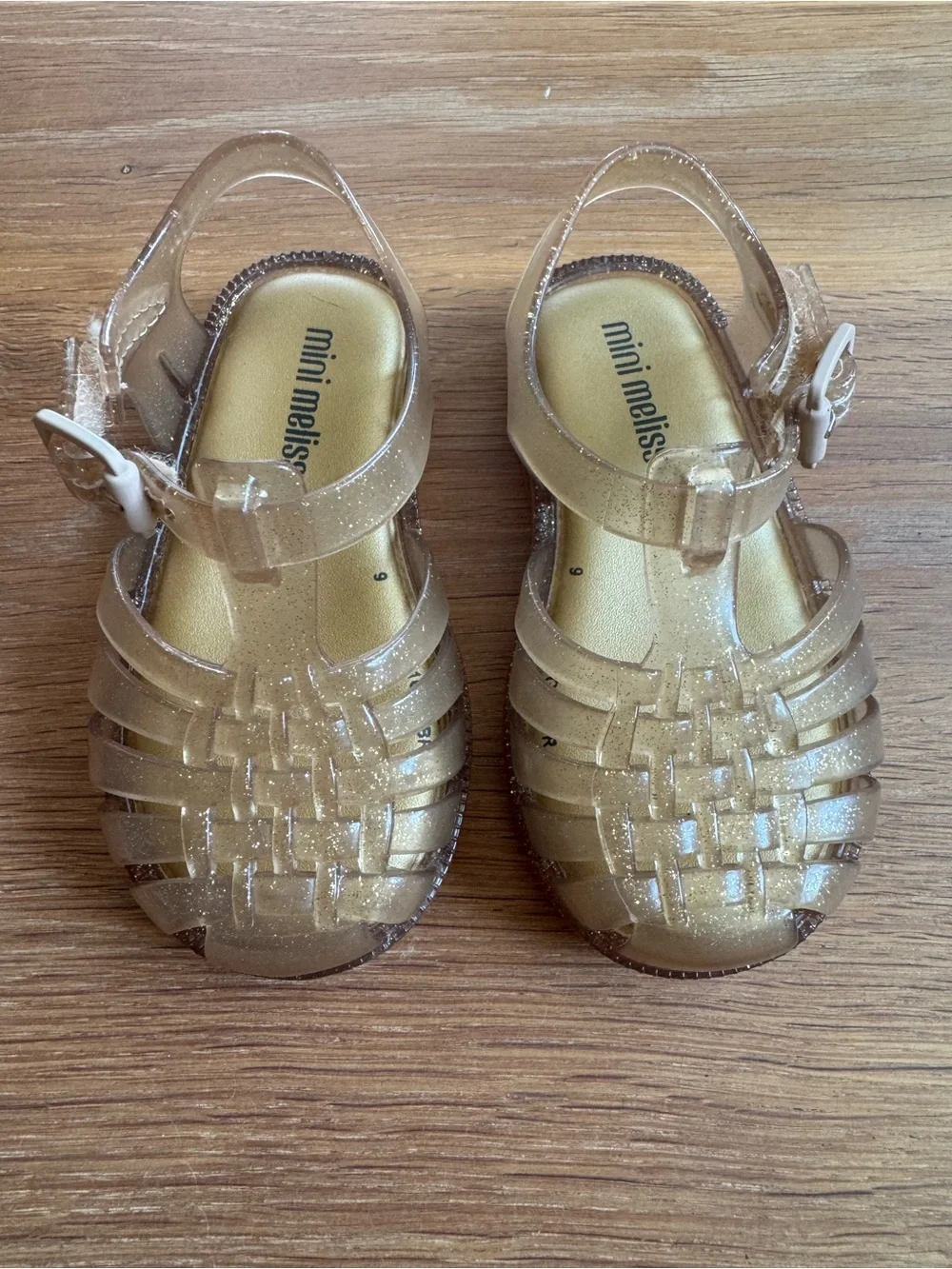 Mini Melissa Gold Glitter Jelly Sandals