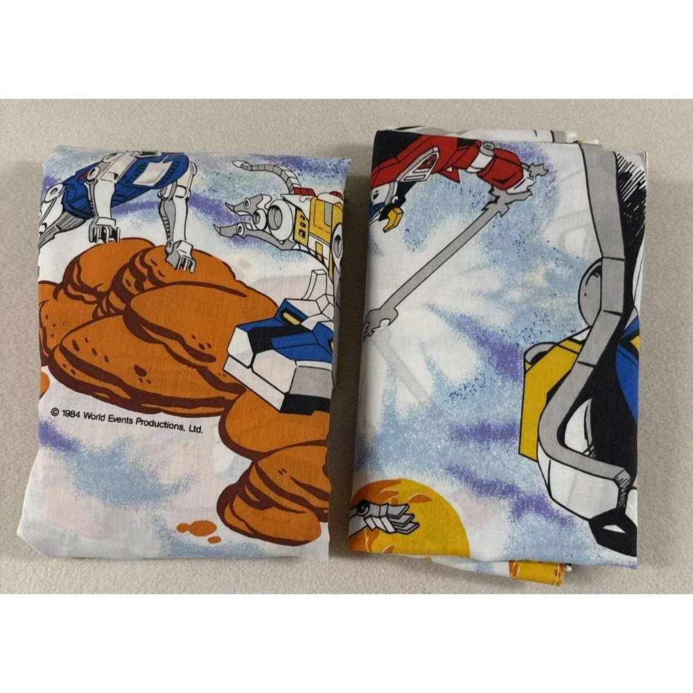 Vtg 1984 Voltron Defender Of The Universe Twin Sheets 2 Piece Set No Pillowcase