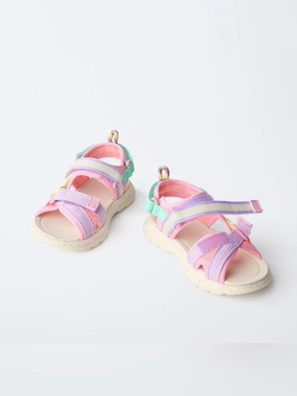 ZARA MULTICOLOR TECHNICAL SANDALS NWT Size : 9 (6.1 INCHES) * Color : PINK