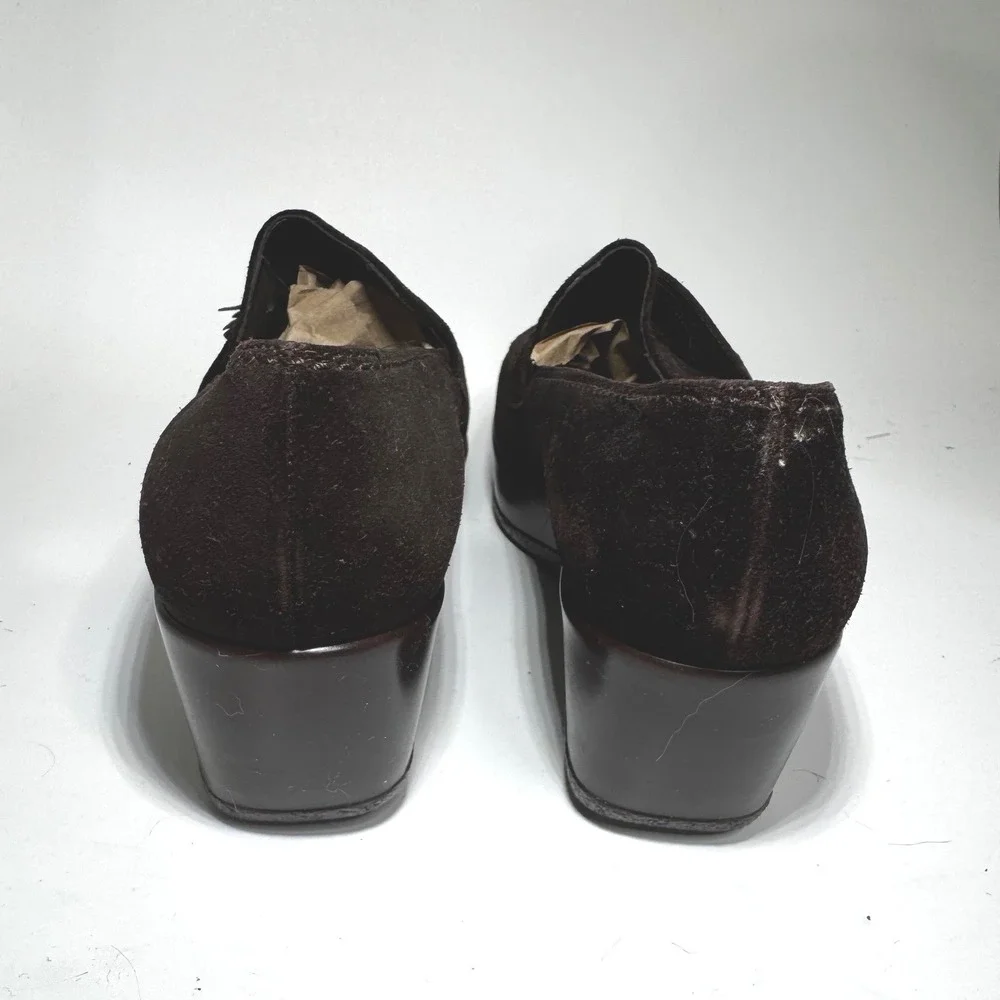 Stuart Weitzman Womens‎ Brown Suede Tassel Wedge Loafers Shoes Size 8 Spain