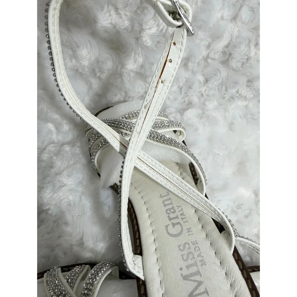 Miss Grant Girl White Rhinestone Strappy Sandals Made in Italy Size 30 EUR 12 US