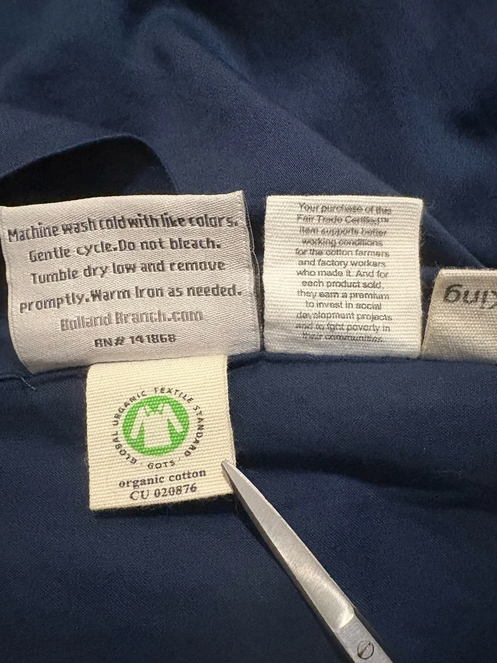 Boll & Branch Hemmed Set of 2 King Pillow Shams Blue White Insert Organic Cotton
