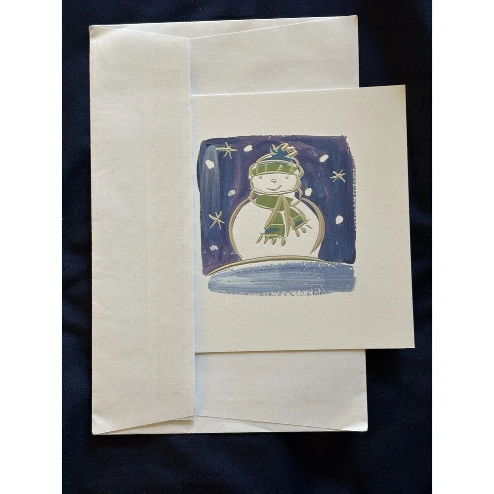 Seasons Greetings Card with White Envelope | Snowman design | By PMG Inc
