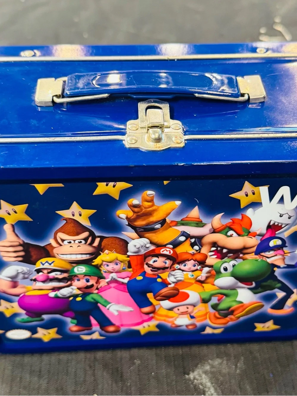 Nintendo Blue Super Mario Character Tin Lunchbox Style Case