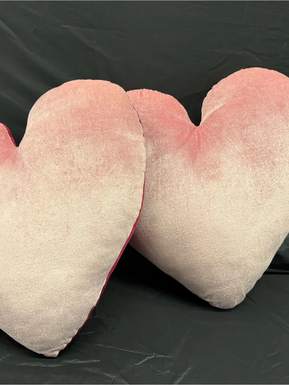 Heart Shaped Throw Red & Pink Reversible Double Sided Pillow Set