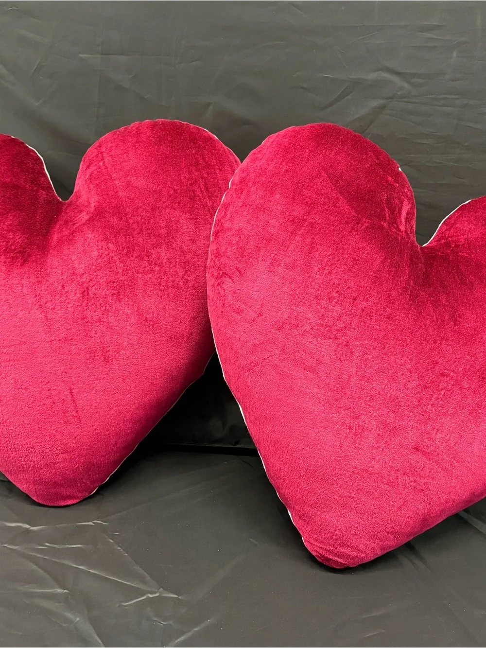 Heart Shaped Throw Red & Pink Reversible Double Sided Pillow Set