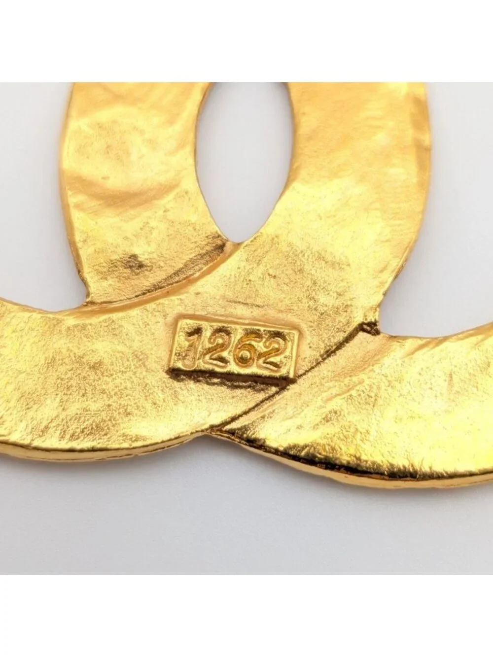 Chanel Brooch CC Logo Mesh Braided Pattern Gold 29 Vintage