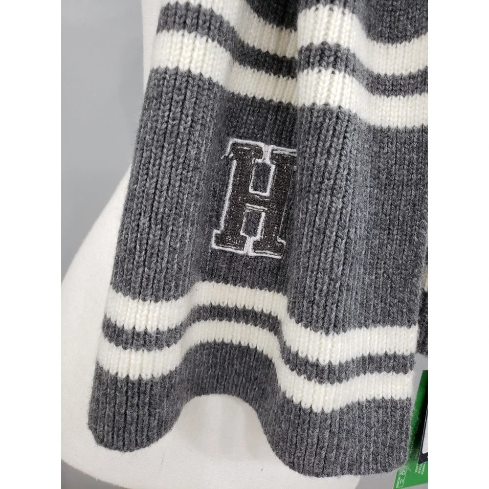 NEW Tommy Hilfiger Varsity Patch Ribbed Knit Men's Scarf PREP ACADEMIA ATHLETIC