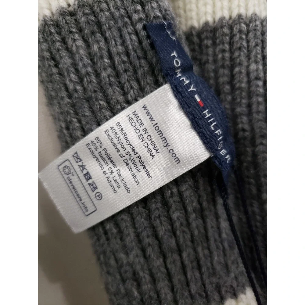NEW Tommy Hilfiger Varsity Patch Ribbed Knit Men's Scarf PREP ACADEMIA ATHLETIC