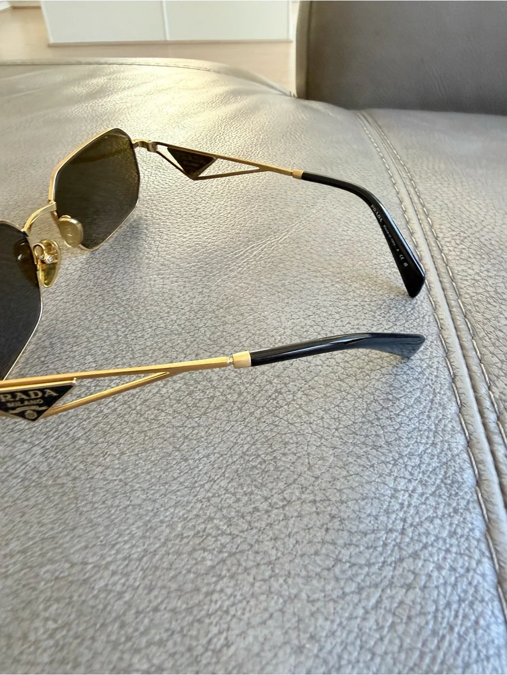 Prada Men’s Gold Frame with Brown Lenses Sunglasses PR A51S