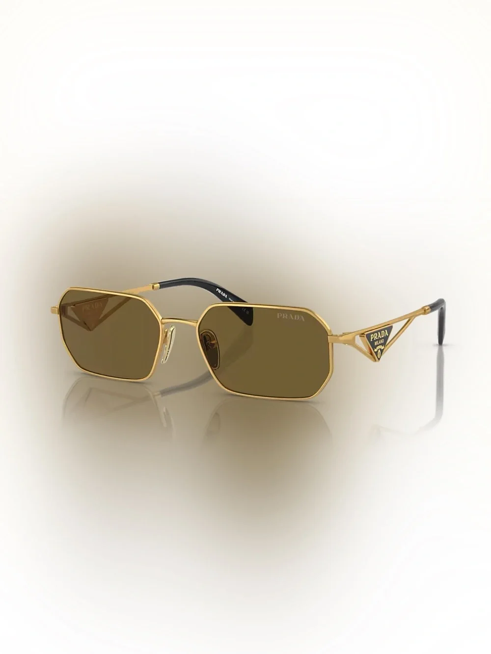 Prada Men’s Gold Frame with Brown Lenses Sunglasses PR A51S