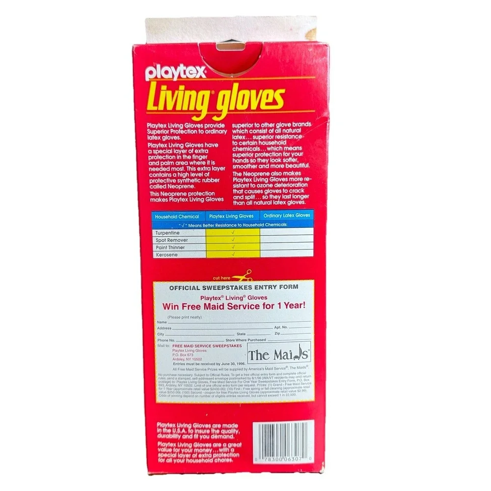 Vtg NOS Playtex Living Gloves Yellow‎ Size Medium Long Cuff Cotton Lined USA NEW