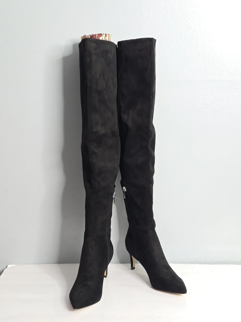 NWOB Nine West Sensa Black Faux Suede Thigh-High Stiletto Boots