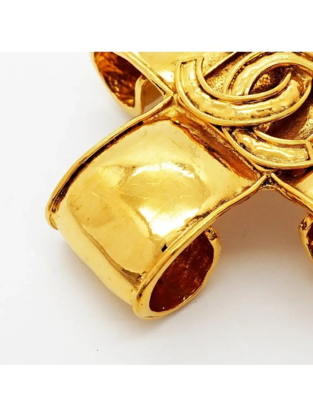 Chanel Brooch Vintage CC Logo Gold Plated