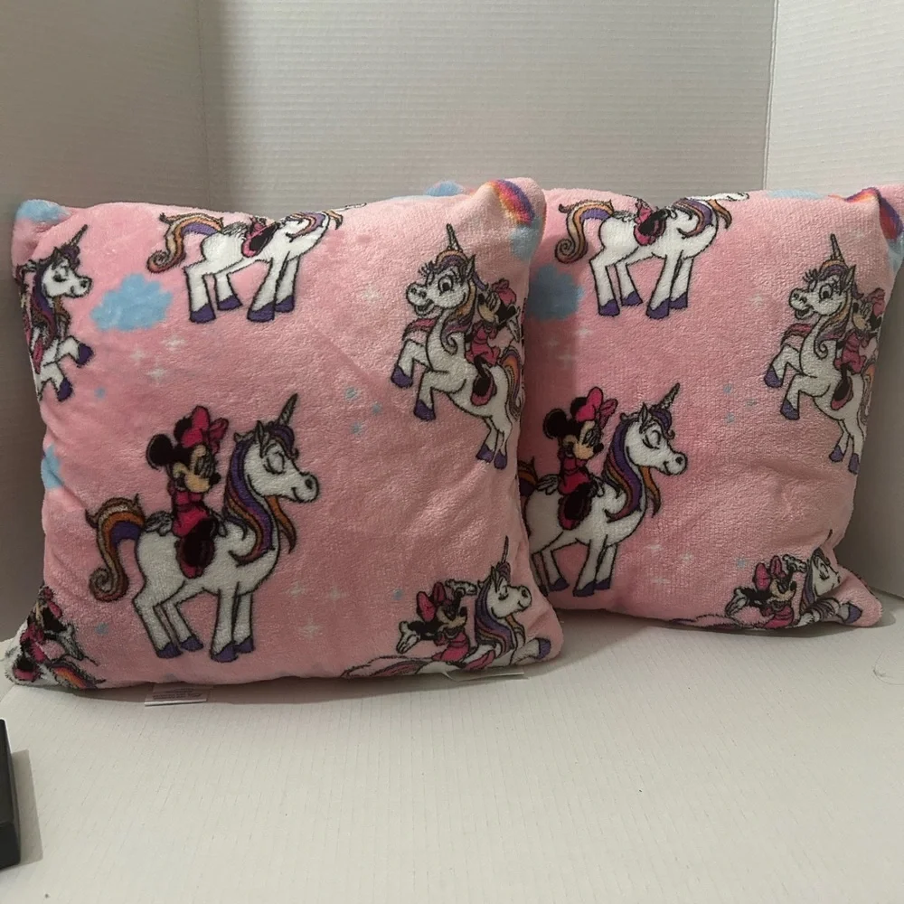 Set of 2 Minnie Mouse / Unicorn Pillows - 15 x 15