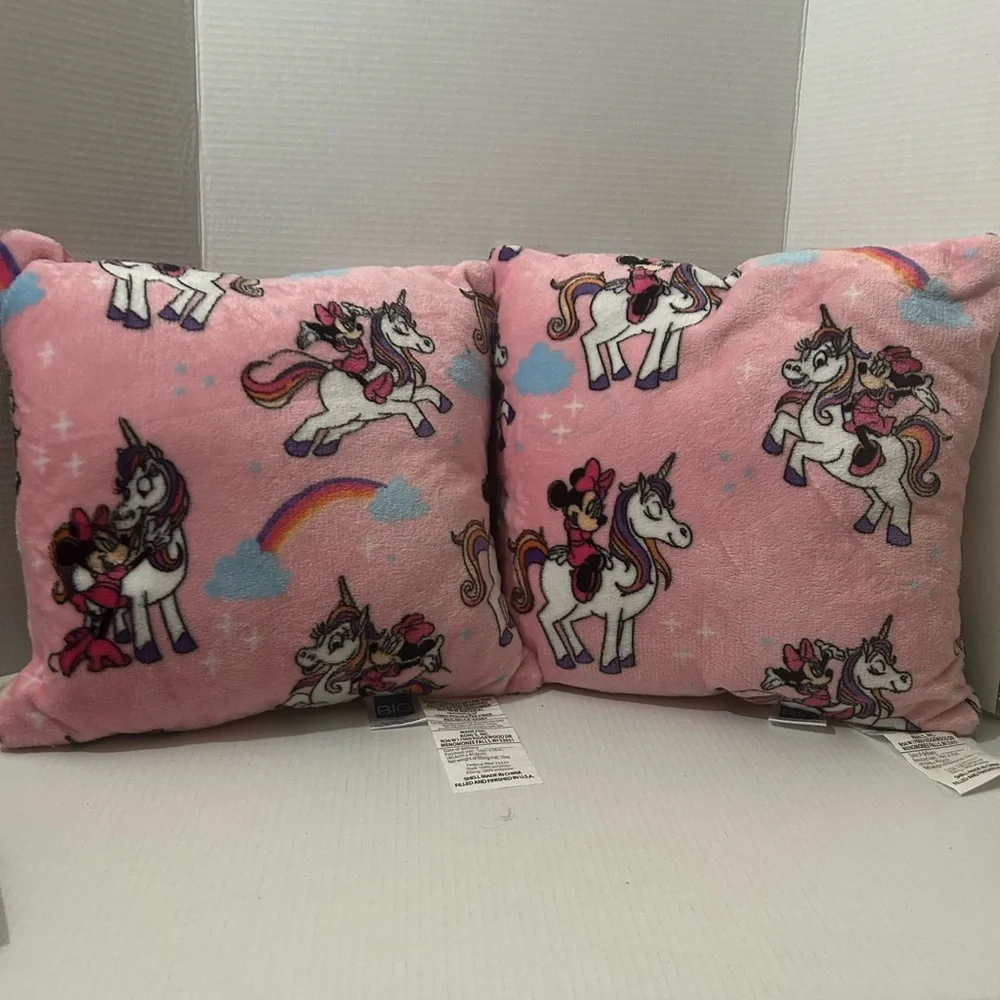 Set of 2 Minnie Mouse / Unicorn Pillows - 15 x 15
