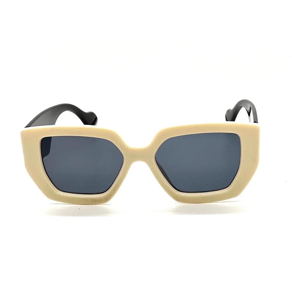 Square Sunglasses Cream Black Frame Oversized‎ Fashion Mens Shades Lentes Gafas