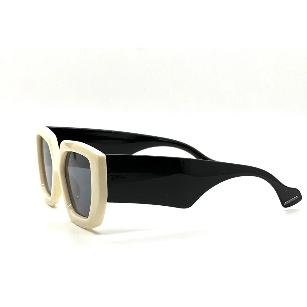 Square Sunglasses Cream Black Frame Oversized‎ Fashion Mens Shades Lentes Gafas