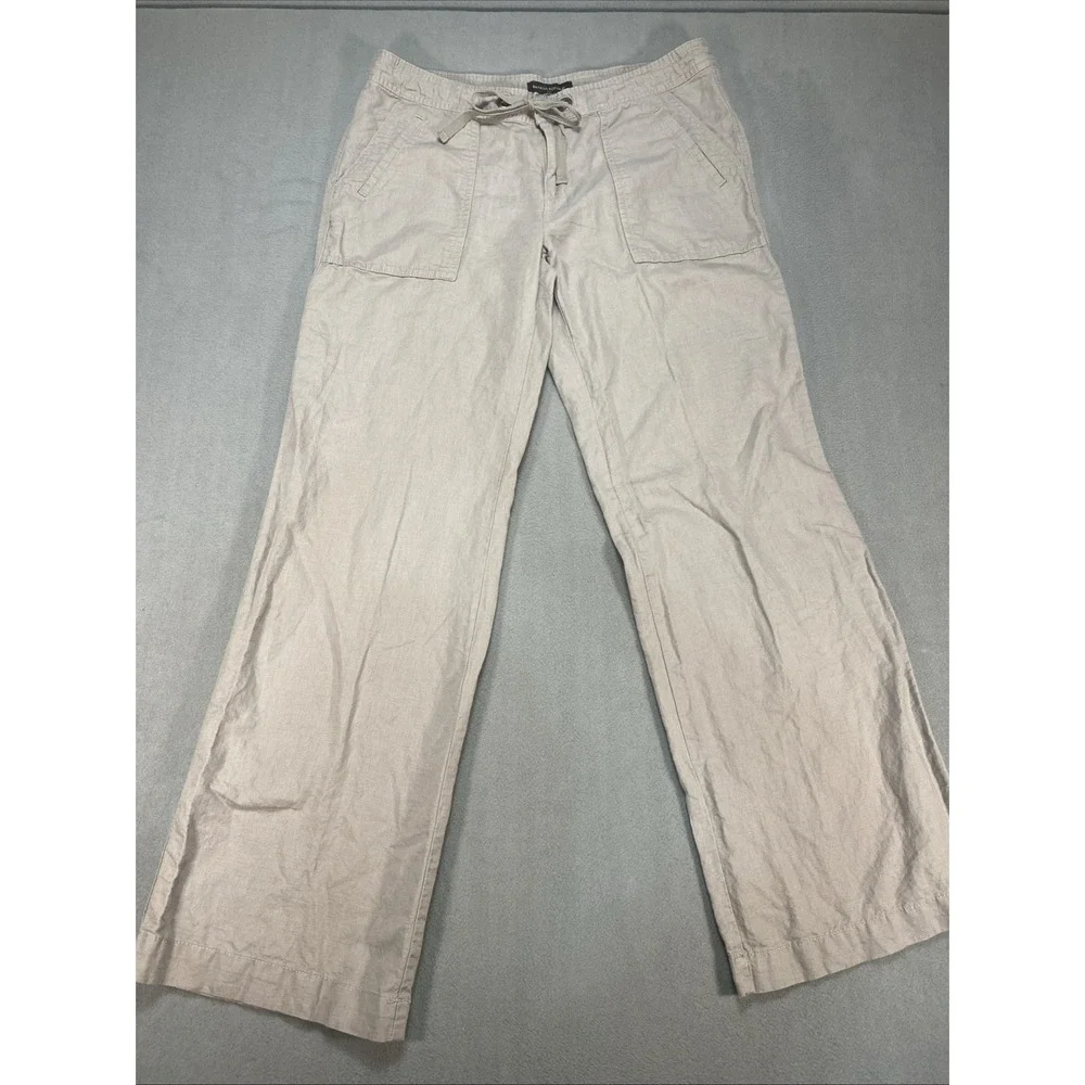 Banana Republic Womens Utility Pants Large Martin Fit Linen Blend‎ Gray Wide Leg