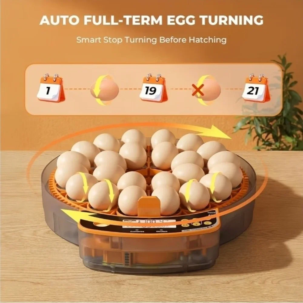 24 Egg Smart Incubator Auto‎ Turner Temp & Humidity Control Candler Turner Alarm