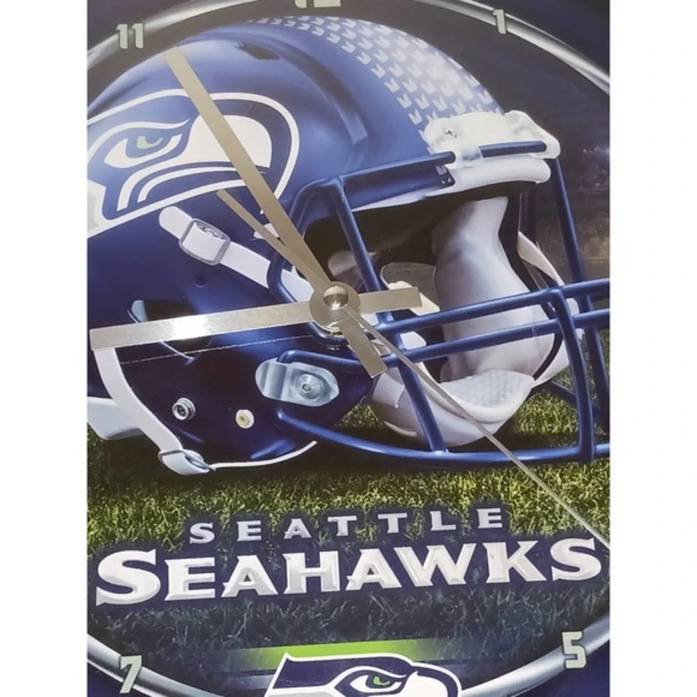 NFL Seattle Seahawks Football Team Chrome Clock Battery‎ Operated Tested