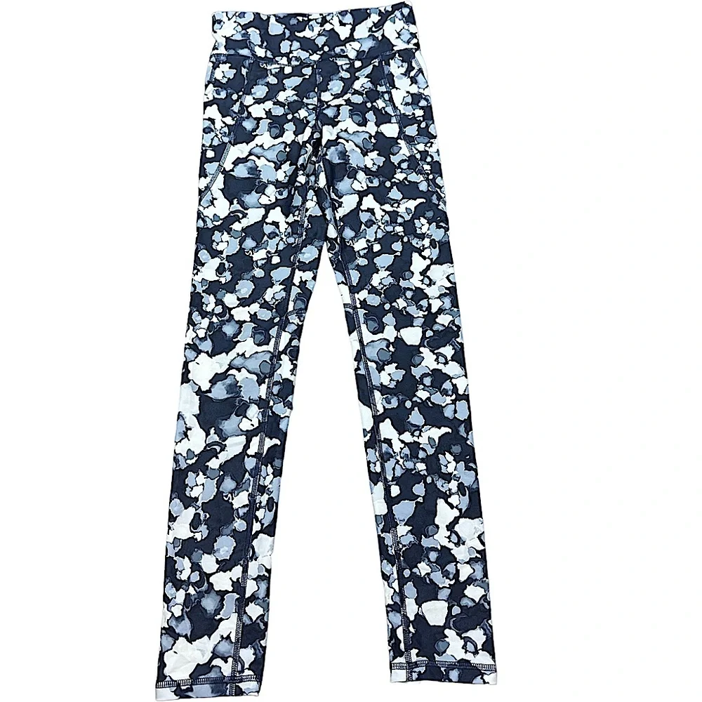 OLD NAVY: Girl’s Elevate Mid-Rise Active Blue Printed Leggings -Size Large