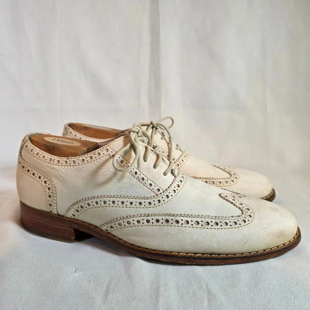 Cole Haan Cream Nubuck Wingtip Oxford Mens 8.5 M Nike Air Brogue Dress Shoes