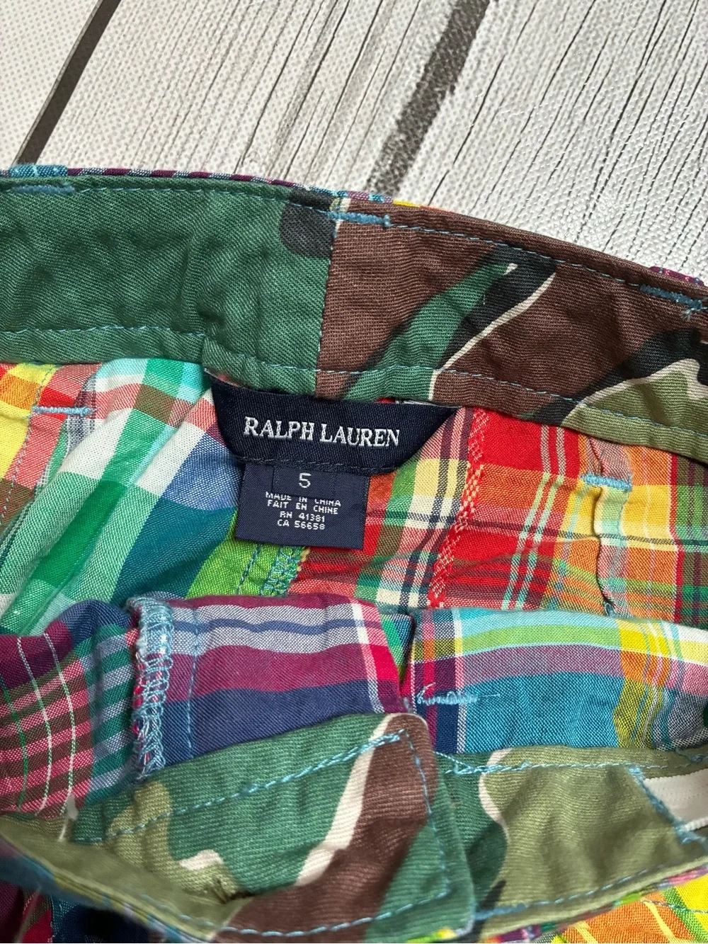 Ralph Lauren Patchwork Madras Plaid Cargo Shorts-Girls