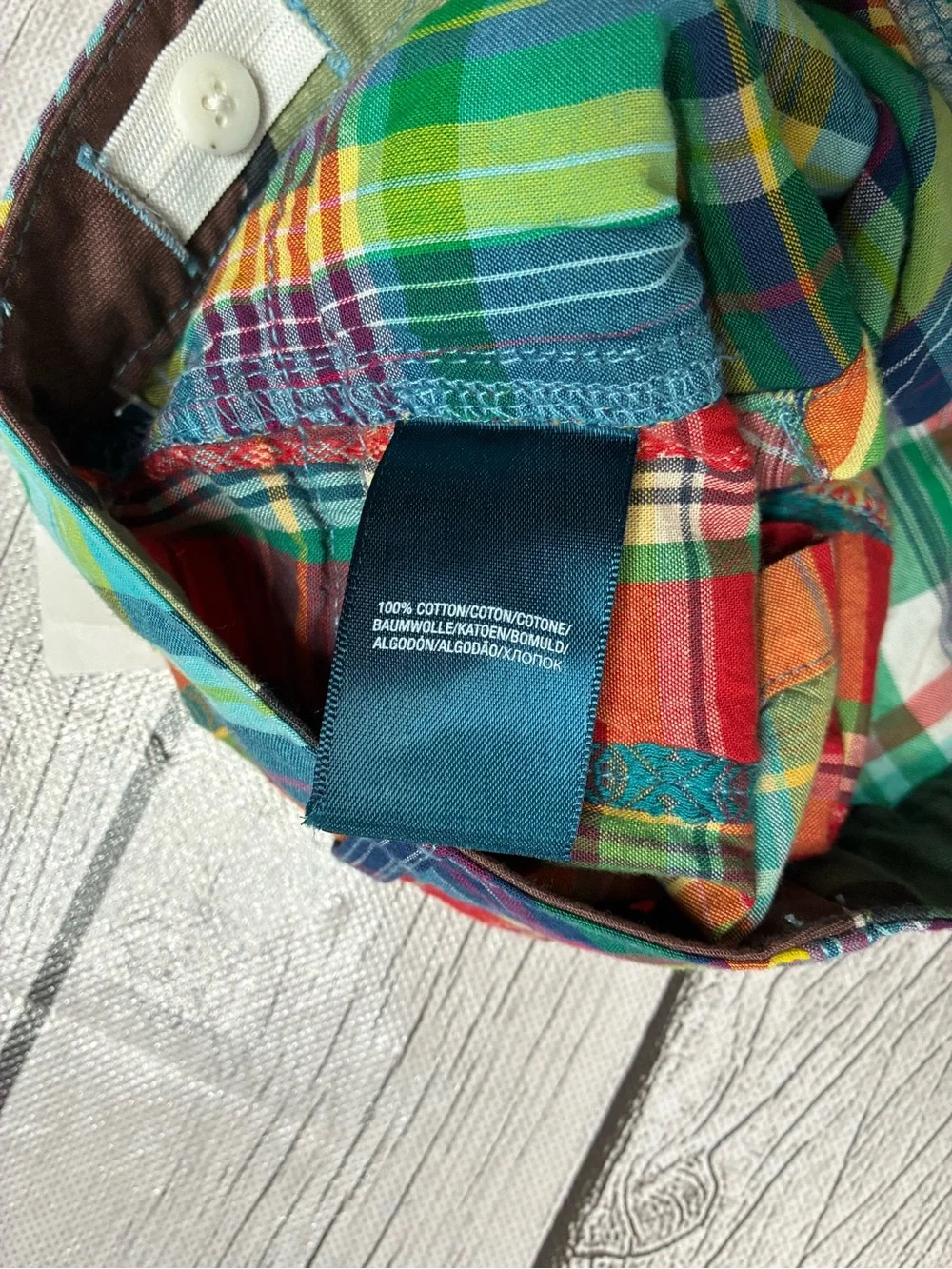 Ralph Lauren Patchwork Madras Plaid Cargo Shorts-Girls