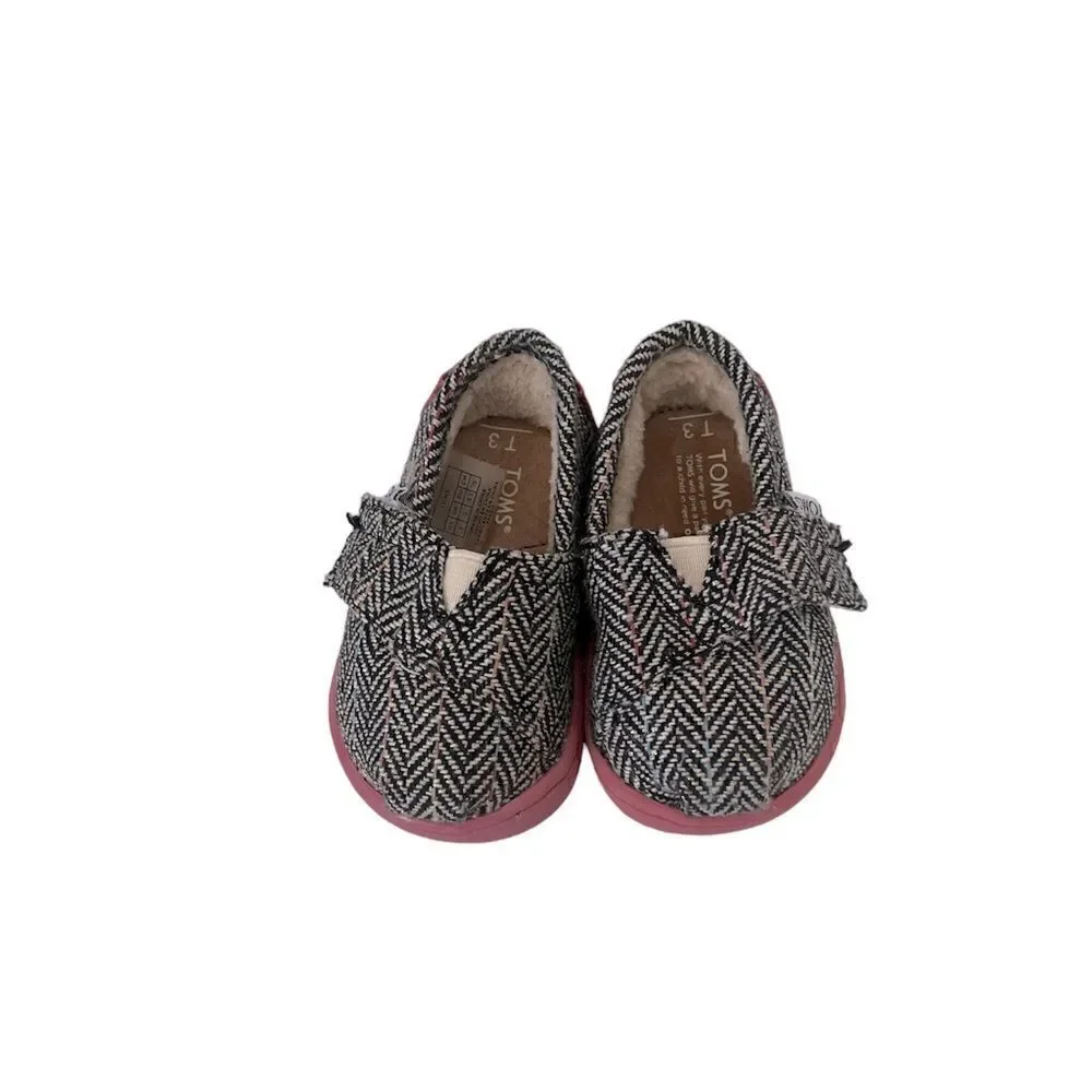 TOMS Fleece Lined Tweed Toddler Shoes EUC