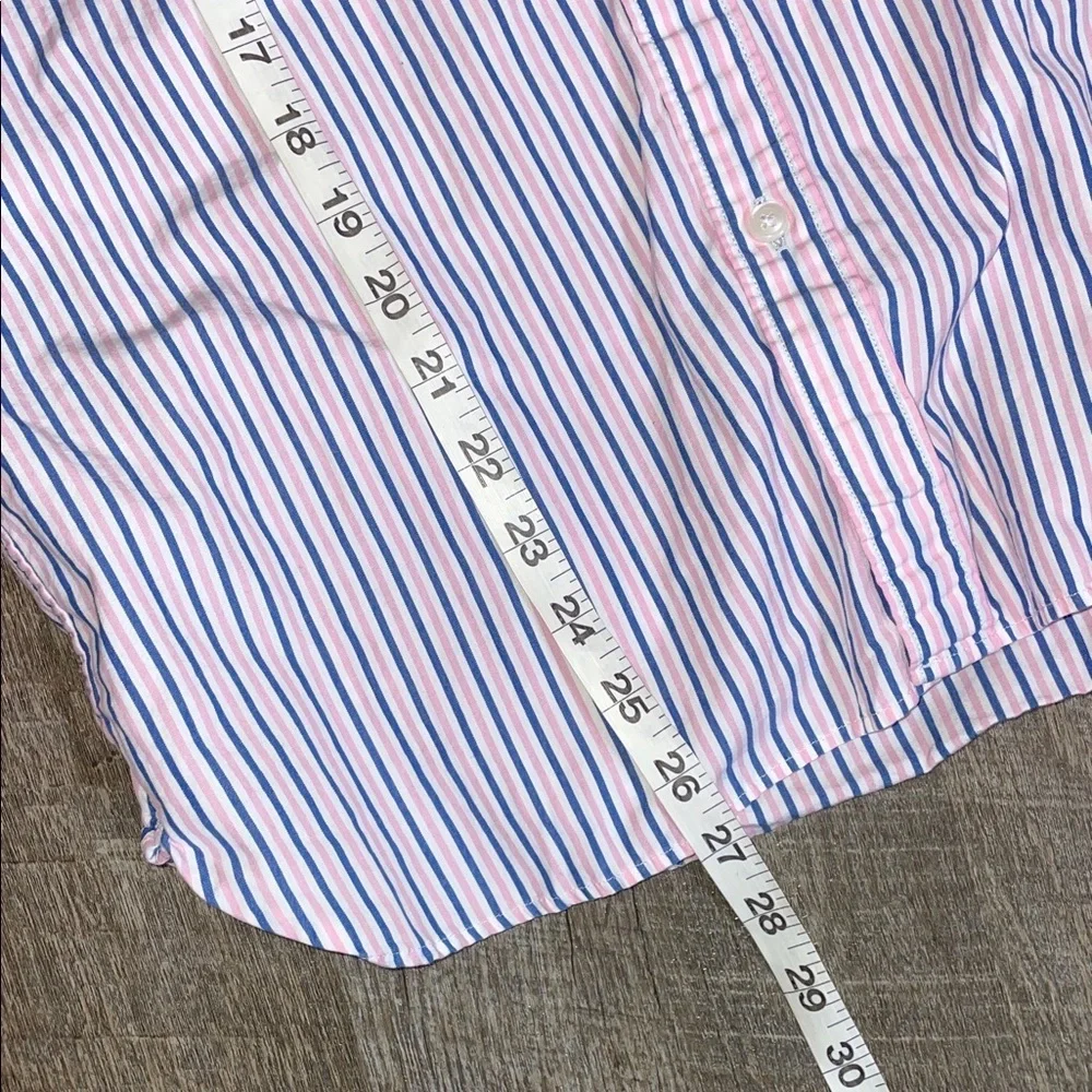 J. Crew Pink Blue White Striped Cotton Slim Fit Button Up Shirt size M