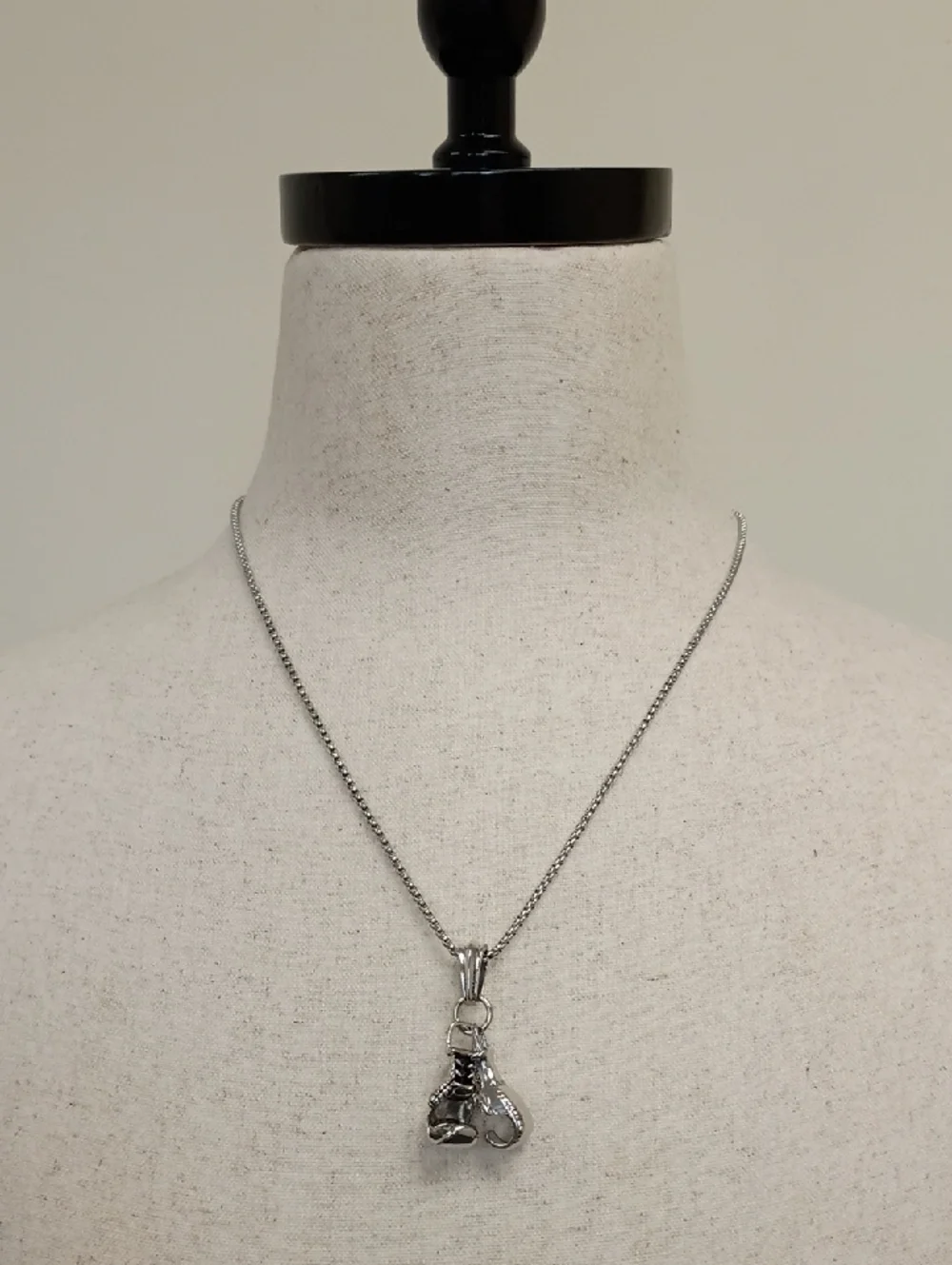 Silver Boxing Gloves Pendant Necklace Athletic Sport Charm Jewelry
