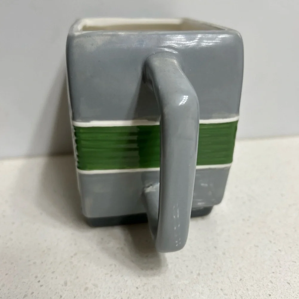 Happy Camper Gray and Blue Mug Planter