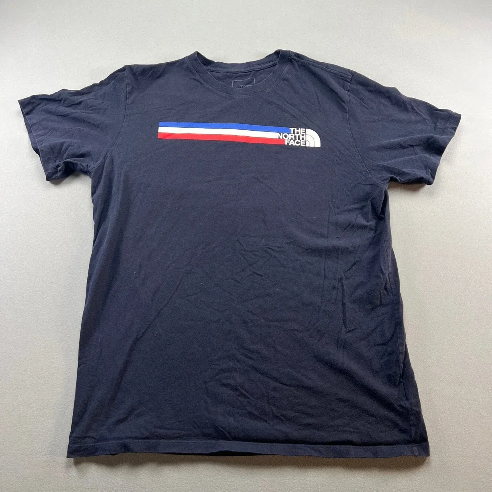 The North Face Usa Box T Shirt Mens Large Navy Cotton Regular Fit Short Sleeve
