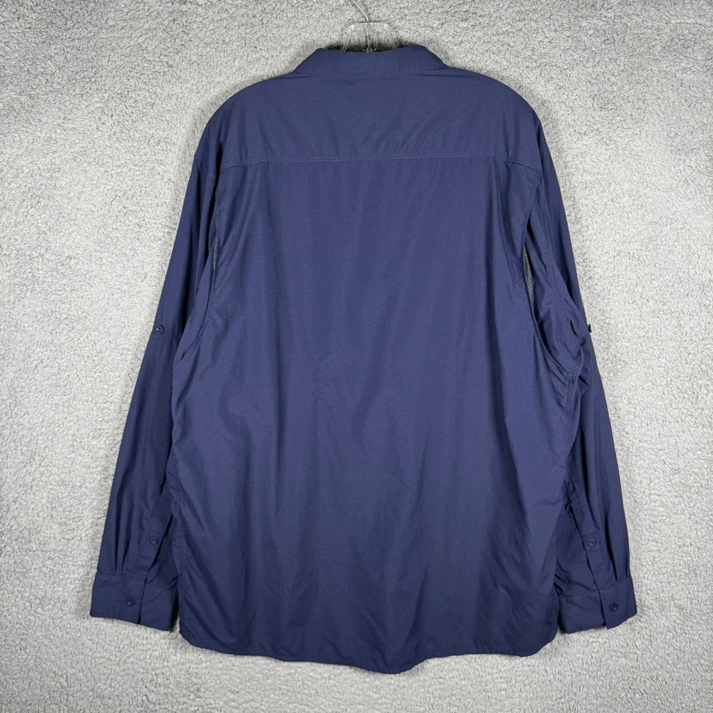 The‎ North Face Mens XXL Navy Blue Vented Long Sleeve Hiking Button Down Shirt