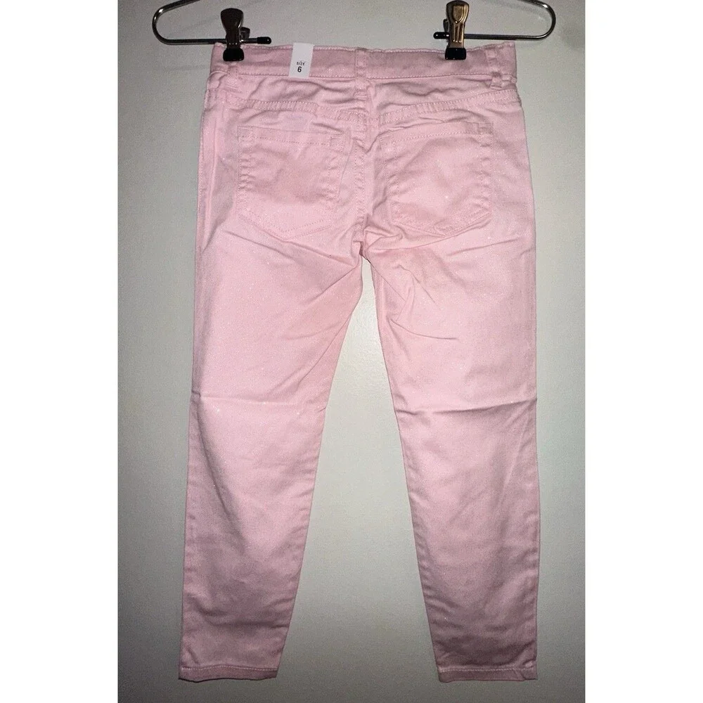 NWT Children's Place Girls Pink Sparkles Skinny Jeans Pants 6 Cotton