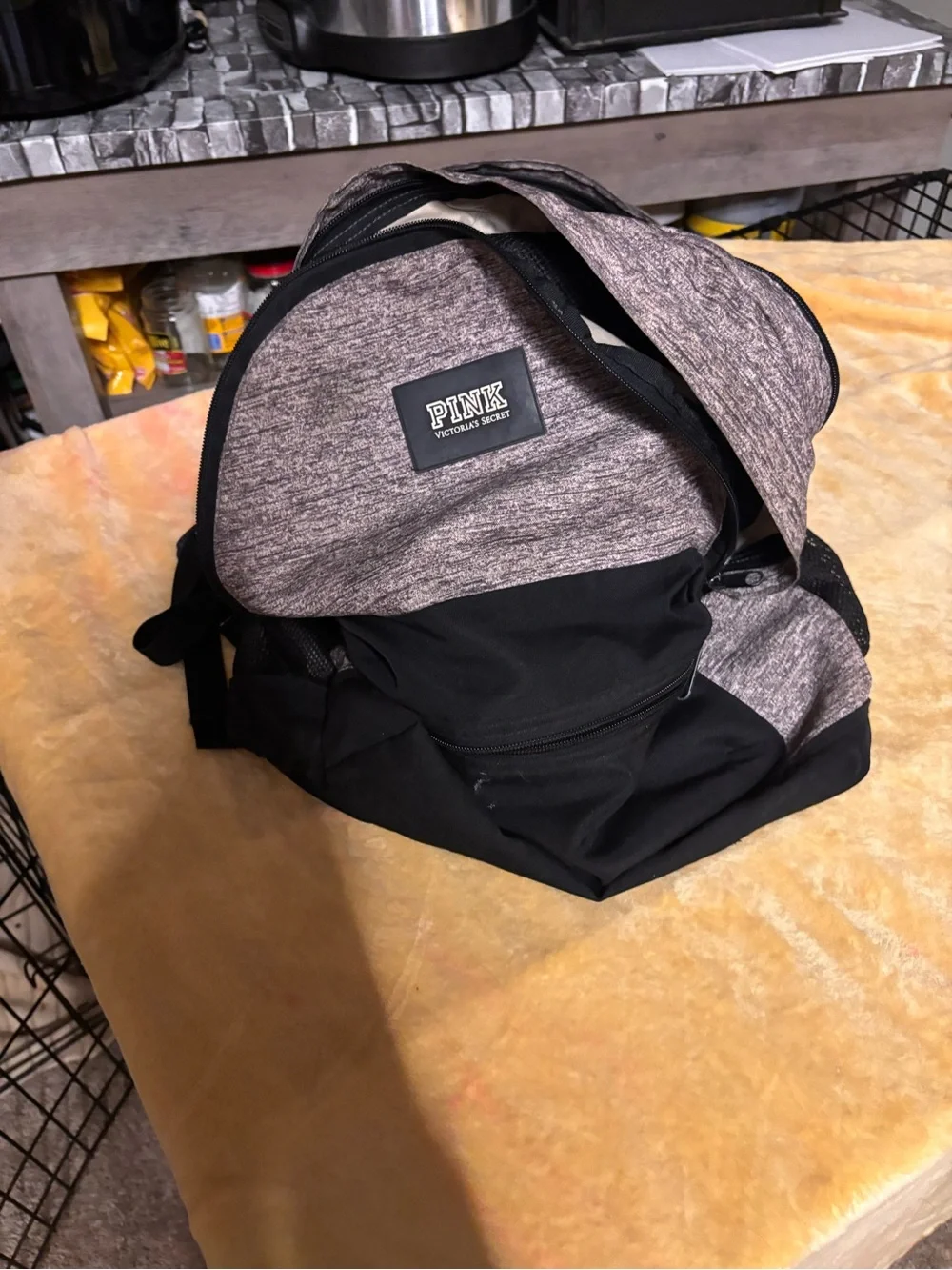 PINK Victoria's Secret Heather Gray and Black Everyday Backpack
