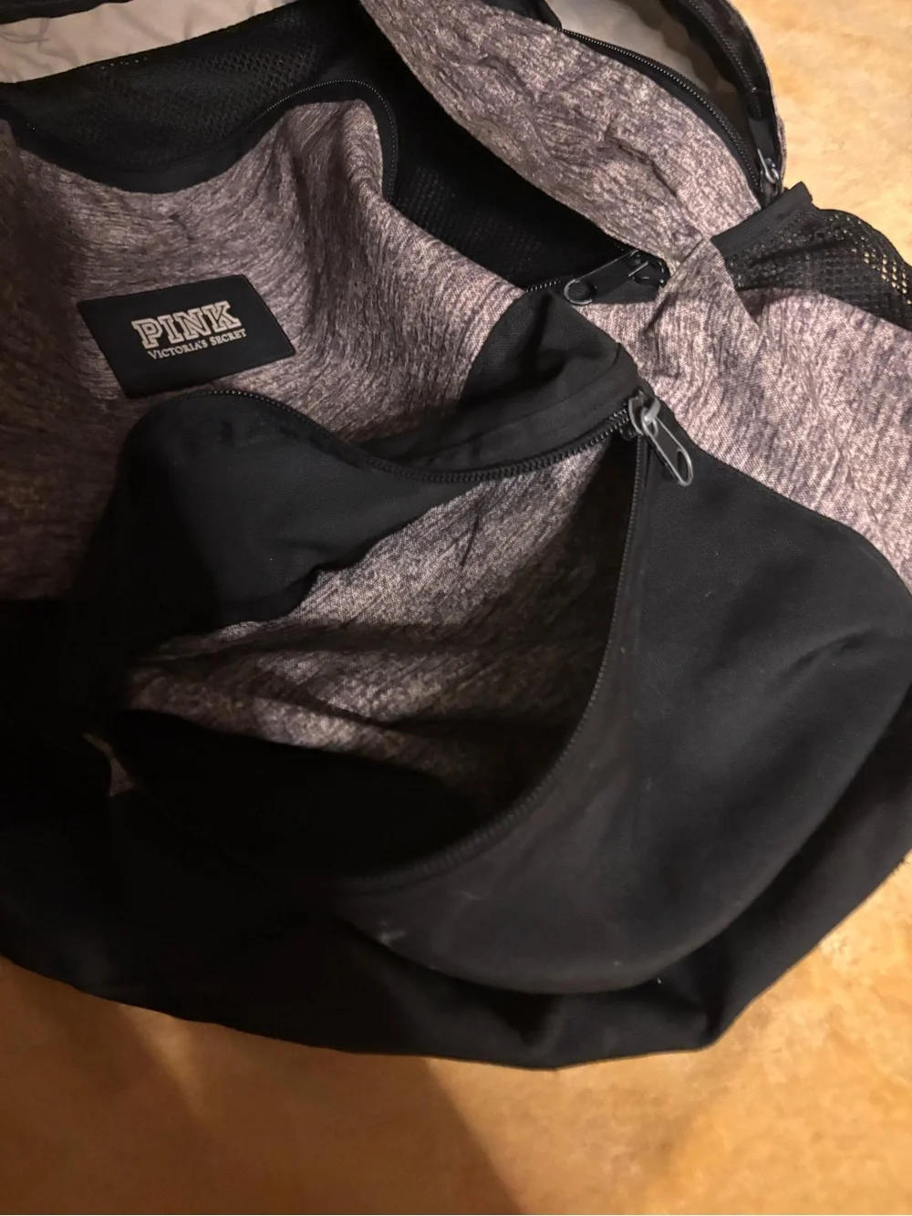 PINK Victoria's Secret Heather Gray and Black Everyday Backpack