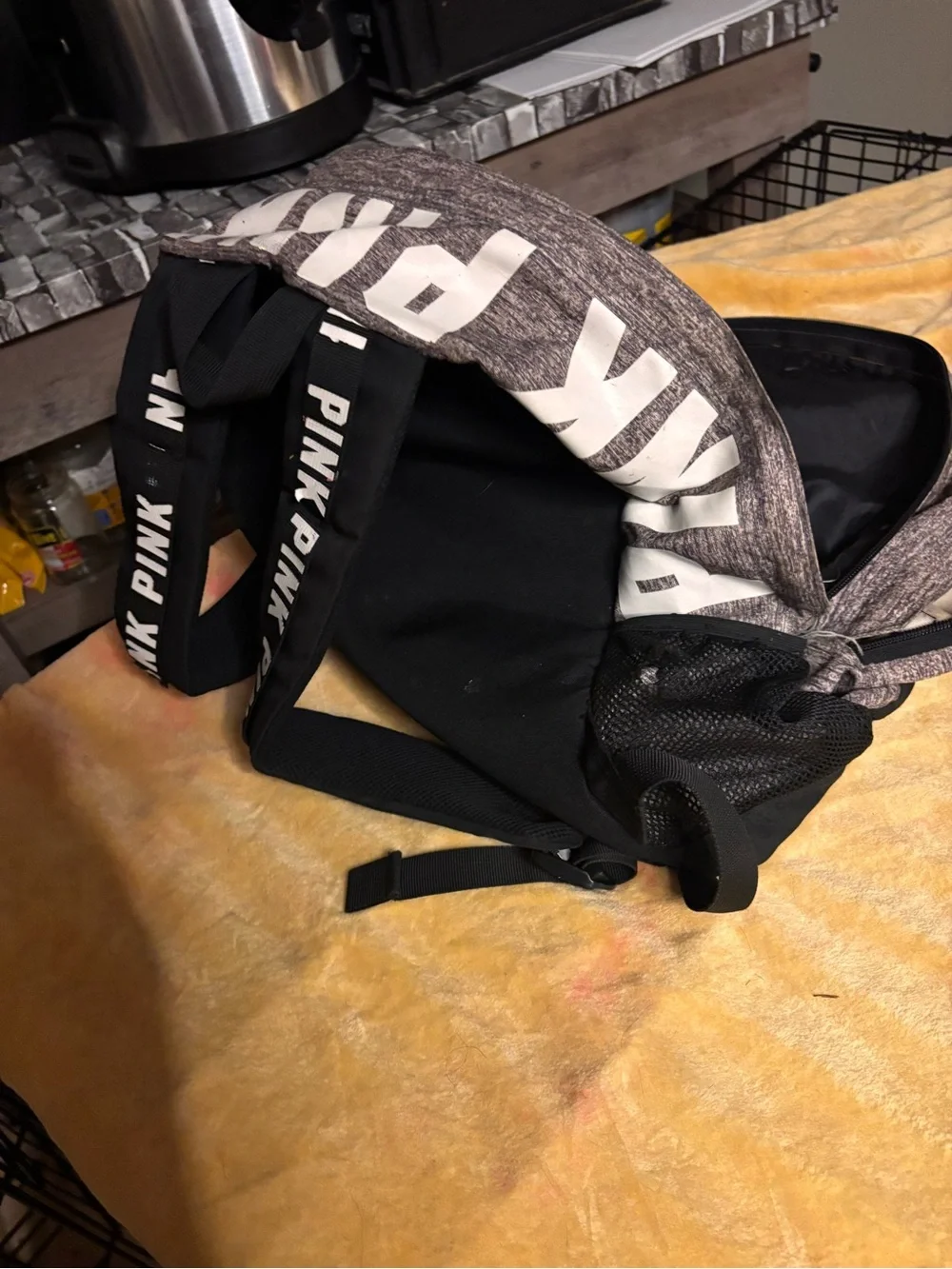 PINK Victoria's Secret Heather Gray and Black Everyday Backpack