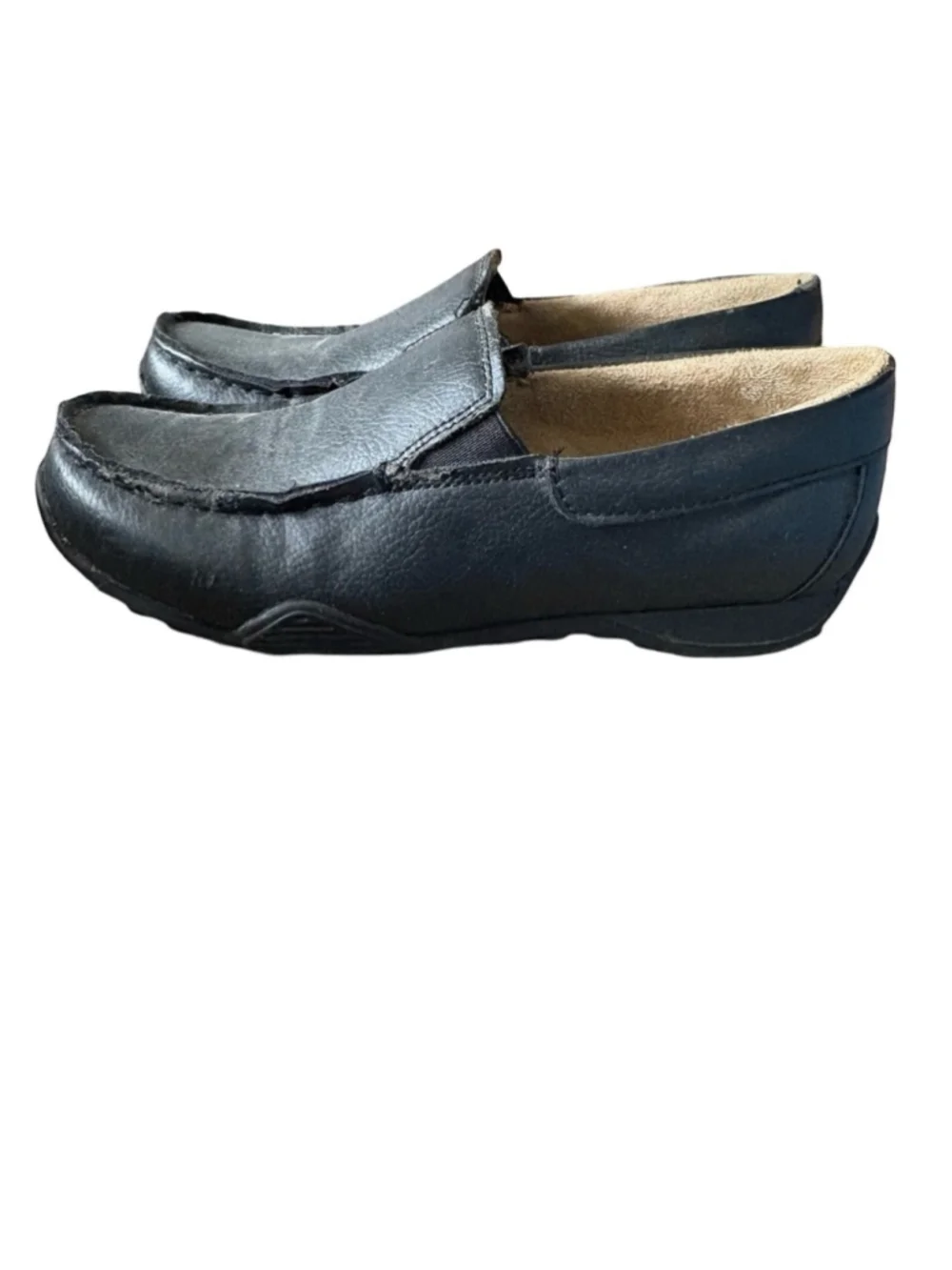 Boys Black Slip-On Leather Loafers Non Marking size 4
